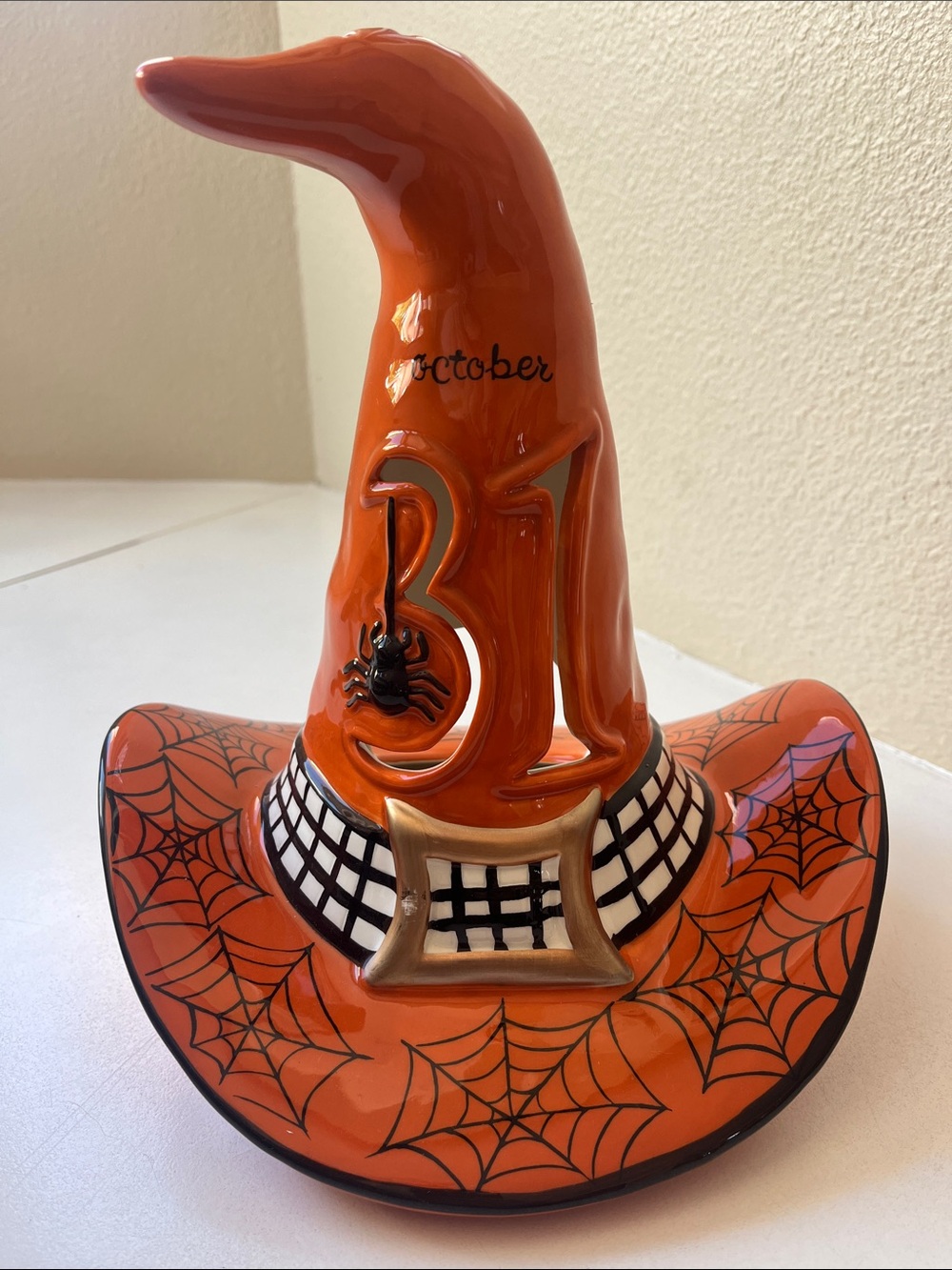 Blue Sky Clayworks Halloween Witch Hat Tea Light Holder Featuring October 31